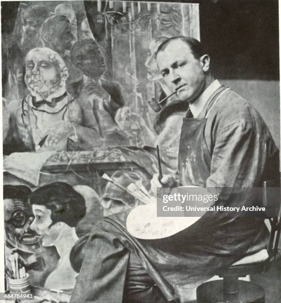 George Grosz German artist in his studio. A prominent member of the Berlin Dada and New Objectivity group, known especially for his savage caricature...