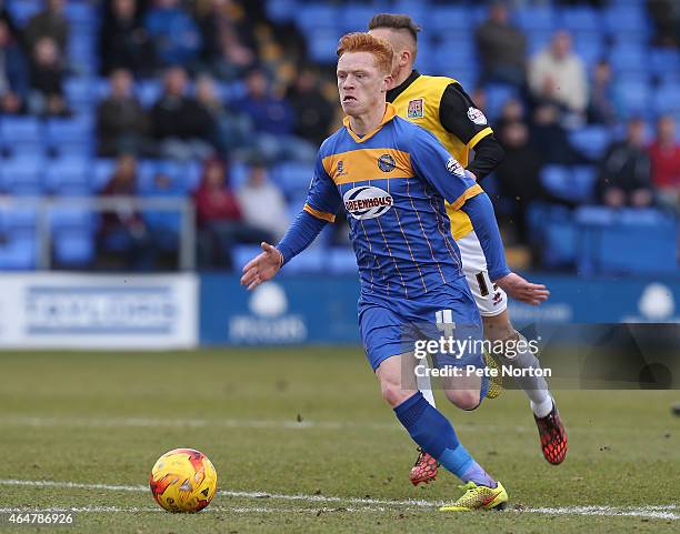 Ryan Woods of Shrewsbury Town in action during the Sky Bet League Two match between Shrewsbury Town and Northampton Town at Greenhous Meadow on...