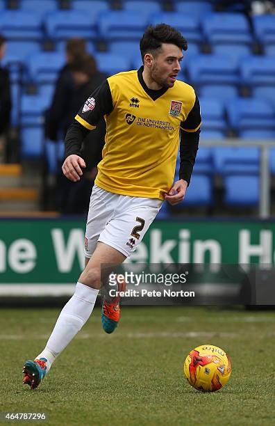 Brendan Moloney of Northampton Town in action during the Sky Bet League Two match between Shrewsbury Town and Northampton Town at Greenhous Meadow on...
