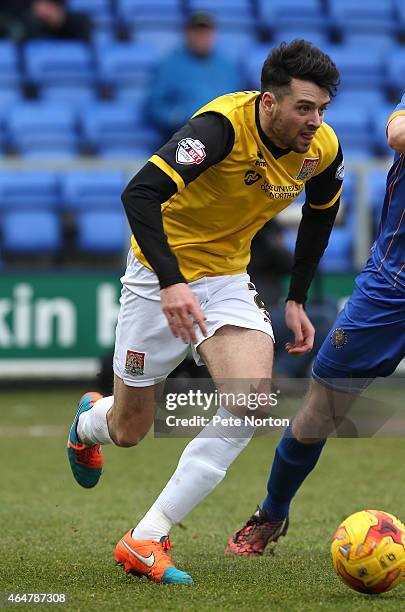 Brendan Moloney of Northampton Town in action during the Sky Bet League Two match between Shrewsbury Town and Northampton Town at Greenhous Meadow on...