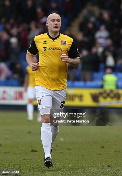 Ryan Cresswell of Northampton Town in action during the Sky Bet League Two match between Shrewsbury Town and Northampton Town at Greenhous Meadow on...