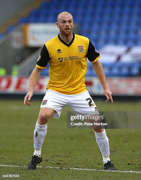 Jason Taylor of Northampton Town in action during the Sky Bet League Two match between Shrewsbury Town and Northampton Town at Greenhous Meadow on...