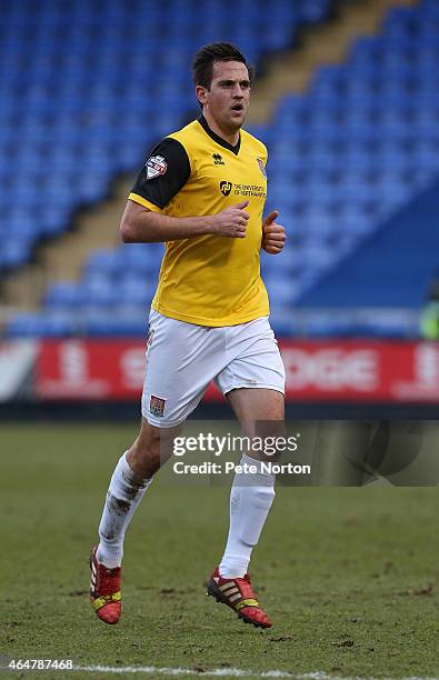 Darren Carter of Northampton Town in action during the Sky Bet League Two match between Shrewsbury Town and Northampton Town at Greenhous Meadow on...