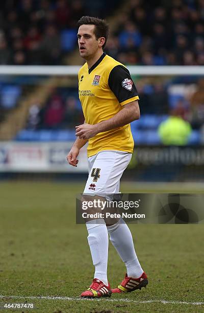 Darren Carter of Northampton Town in action during the Sky Bet League Two match between Shrewsbury Town and Northampton Town at Greenhous Meadow on...