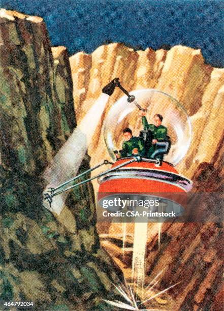 spacecraft landing on a planet - aerospace engineers stock illustrations