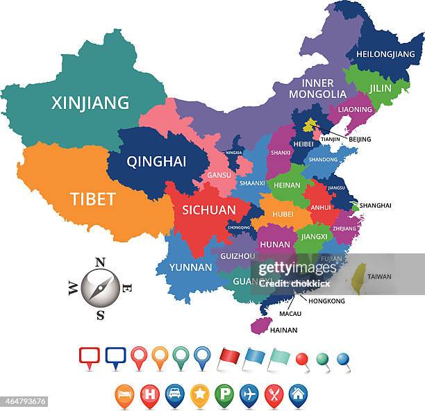 china map with provinces - taiwan icon stock illustrations