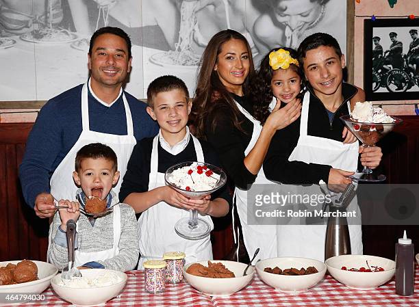 James Marchese, Corbin Marchese, Sebastian Marchese, Amber Marchese, Isabella Marchese and Michael Marchese visit Buca di Beppo Times Sqaure on...
