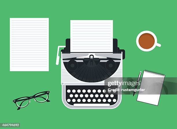 typewriter on desktop - typewriter vector stock illustrations