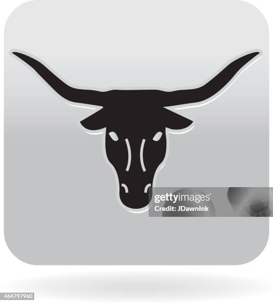 longhorn steer icon in gray - texas longhorn stock illustrations