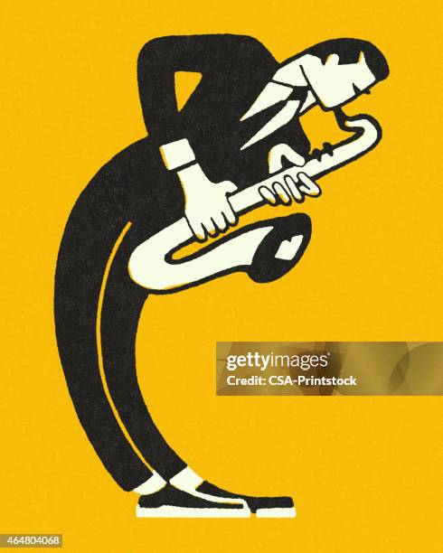 man playing the saxophone - saxophone stock illustrations