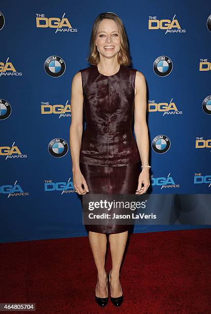 Actress Jodie Foster attends the 67th annual Directors Guild of America Awards at the Hyatt Regency Century Plaza on February 7, 2015 in Los Angeles,...