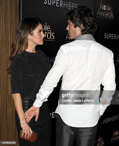 Actress Nikki Reed and actor Ian Somerhalder attend the 3rd annual Noble Awards at The Beverly Hilton Hotel on February 27, 2015 in Beverly Hills,...