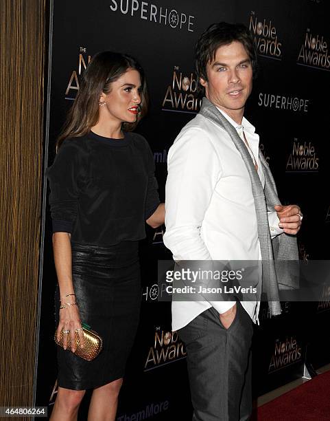 Actress Nikki Reed and actor Ian Somerhalder attend the 3rd annual Noble Awards at The Beverly Hilton Hotel on February 27, 2015 in Beverly Hills,...