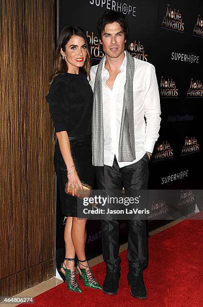 Actress Nikki Reed and actor Ian Somerhalder attend the 3rd annual Noble Awards at The Beverly Hilton Hotel on February 27, 2015 in Beverly Hills,...