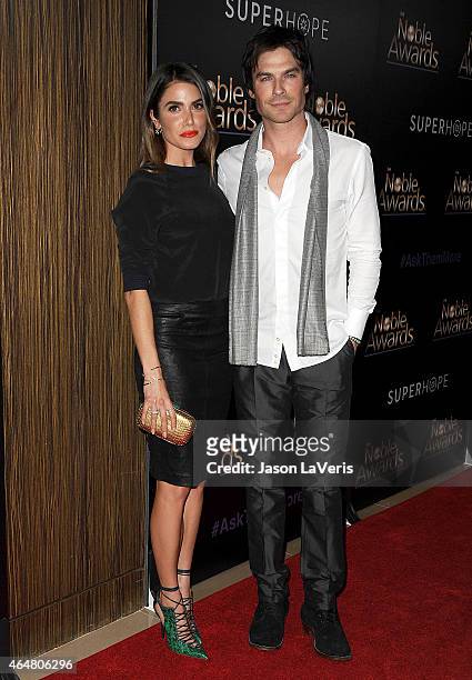 Actress Nikki Reed and actor Ian Somerhalder attend the 3rd annual Noble Awards at The Beverly Hilton Hotel on February 27, 2015 in Beverly Hills,...
