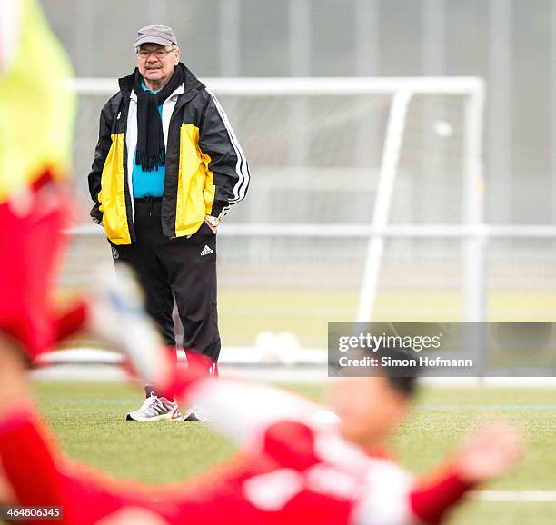 Klaus Schlappner looks on during a Sobaeksu Sports Club Training Session on January 24, 2014 in Frankfurt am Main, Germany.