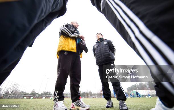 Klaus Schlappner is interviewed during a Sobaeksu Sports Club Training Session on January 24, 2014 in Frankfurt am Main, Germany.