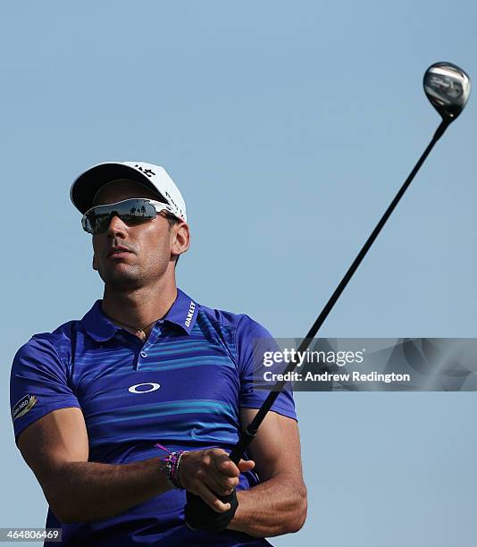 Rafa Cabrera-Bello of Spain hits his tee-shot on the seventh hole during the third round of the Commercial Bank Qatar Masters at Doha Golf Club on...