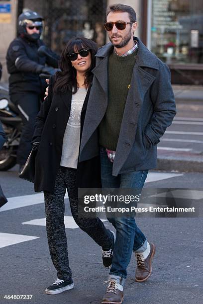 Singer Raquel del Rosario and her husband Pedro Castro are seen on January 23, 2014 in Madrid, Spain.