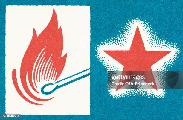 lit match and star - match flame stock illustrations