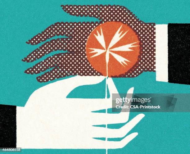 two hands - match fire two hands stock illustrations