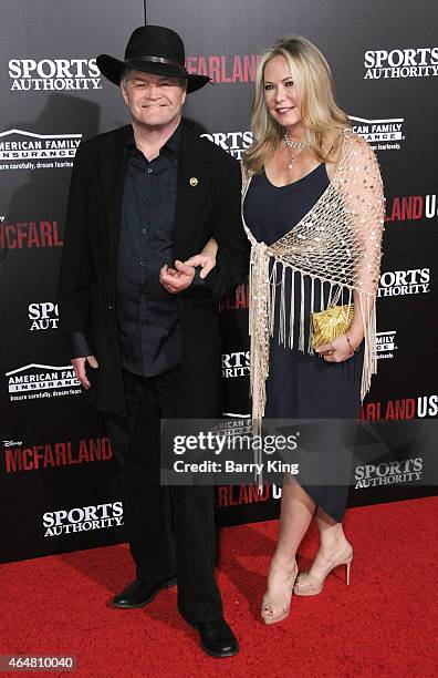 Mickey Dolenz and wife Donna Quinter arrive at the world premiere of 'McFarland, USA' at the El Capitan Theatre on February 9, 2015 in Hollywood,...