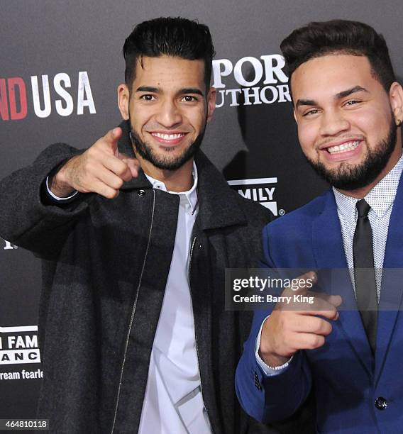 YouTube's LeJuan James and guest arrive at the world premiere of 'McFarland, USA' at the El Capitan Theatre on February 9, 2015 in Hollywood,...
