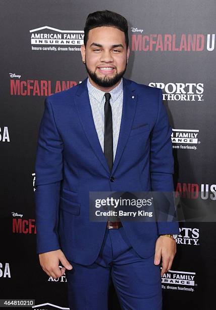 LeJuan James arrives at the world premiere of 'McFarland, USA' at the El Capitan Theatre on February 9, 2015 in Hollywood, California.