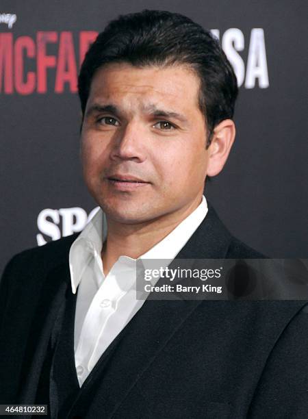 Runner Victor Puentes arrives at the world premiere of 'McFarland, USA' at the El Capitan Theatre on February 9, 2015 in Hollywood, California.