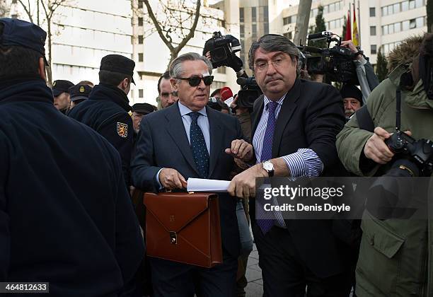 Ex-Bankia president Miguel Blesa leaves a Madrid courthouse after giving evidence relating to the collapse of the Spanish bank Bankia on January 24,...