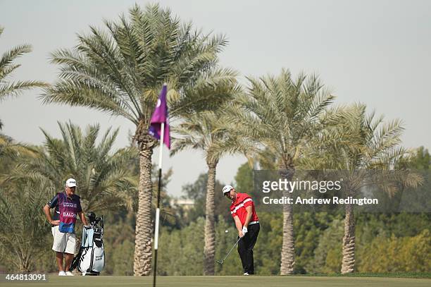 Matthew Baldwin of England in action during the third round of the Commercial Bank Qatar Masters at Doha Golf Club on January 24, 2014 in Doha, Qatar.