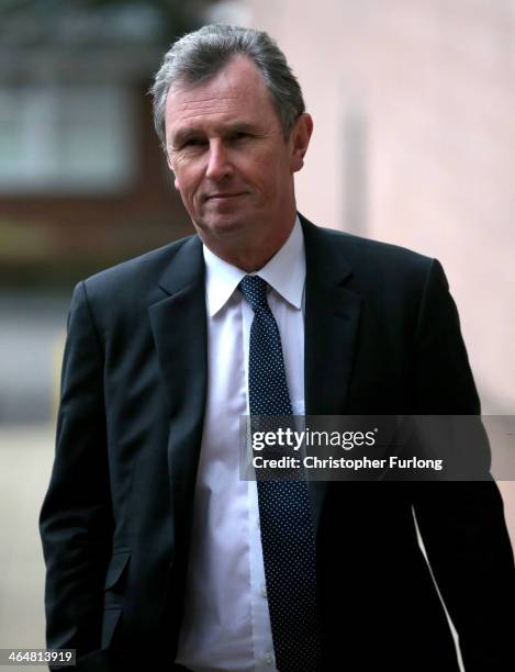 Former Deputy Speaker Nigel Evans arrives at Preston Crown Court for a a pre-trial hearing to face charges of sexual assault on January 24, 2014 in...