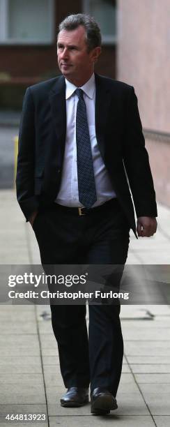 Former Deputy Speaker Nigel Evans arrives at Preston Crown Court for a a pre-trial hearing to face charges of sexual assault on January 24, 2014 in...