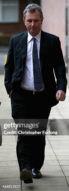 Former Deputy Speaker Nigel Evans arrives at Preston Crown Court for a a pre-trial hearing to face charges of sexual assault on January 24, 2014 in...