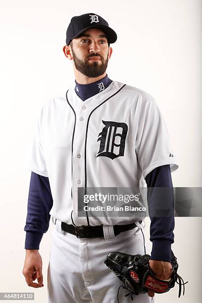 Josh Zeid of the Detroit Tigers poses for a photo during the Tigers' photo day on February 28, 2015 at Joker Marchant Stadium in Lakeland, Florida.