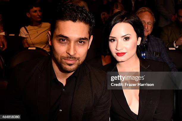 Actor Wilmer Valderrama and singer Demi Lovato in attandance during the UFC 184 event at Staples Center on February 28, 2015 in Los Angeles,...