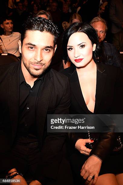 Actor Wilmer Valderrama and singer Demi Lovato in attandance during the UFC 184 event at Staples Center on February 28, 2015 in Los Angeles,...