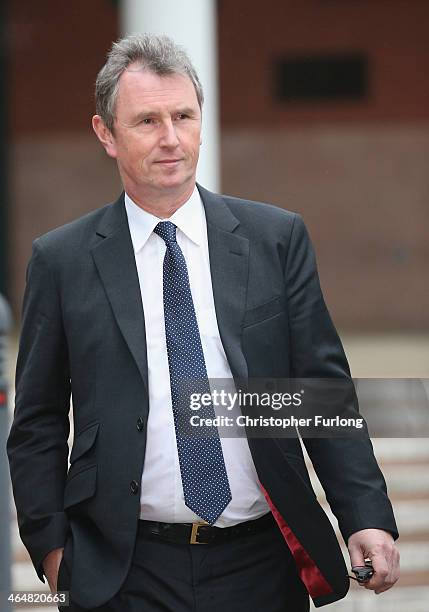 Former Deputy Speaker Nigel Evans leaves Preston Crown Court after his pre-trial hearing to face charges of sexual assault on January 24, 2014 in...