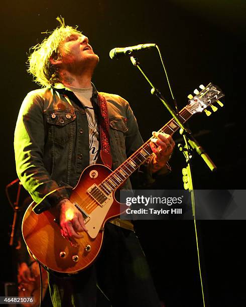 Brian Fallon of The Gaslight Anthem performs at Terminal 5 on February 28, 2015 in New York City.