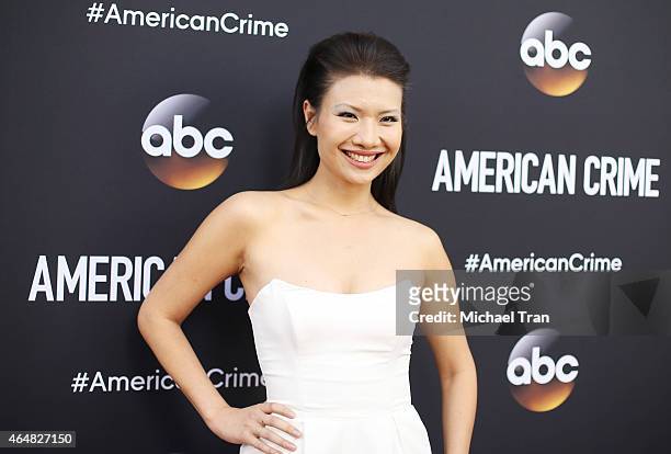Gwendoline Yeo arrives at the Los Angeles premiere of "American Crime" held at Ace Hotel on February 28, 2015 in Los Angeles, California.