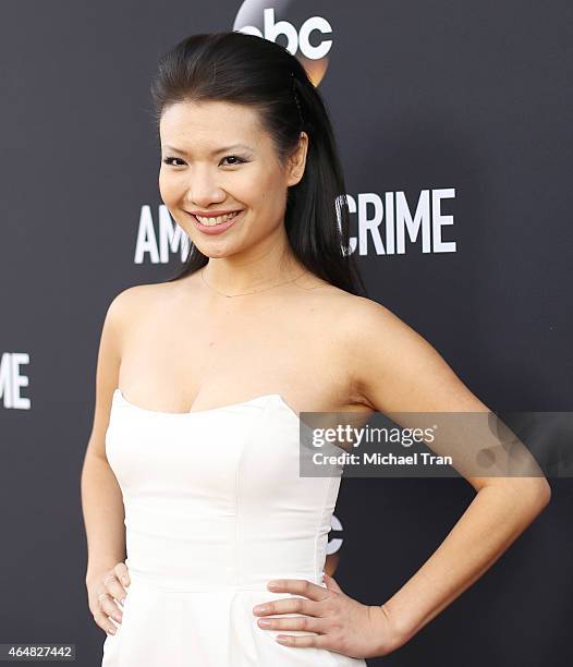 Gwendoline Yeo arrives at the Los Angeles premiere of "American Crime" held at Ace Hotel on February 28, 2015 in Los Angeles, California.