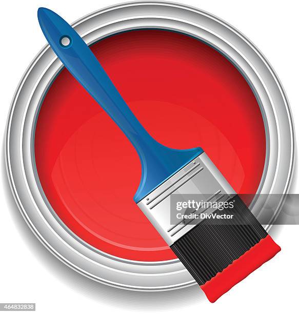 paint can and paintbrush - wallpaper brush stock illustrations