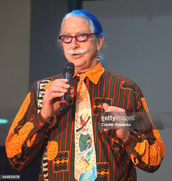 American physician, social activist, clown, and author Dr. Patch Adams delivers a speech during opening ceremony of the 1st Annual Ascent Expo at the...