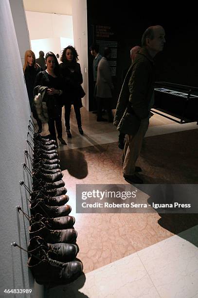 Views from the exhibit "il Piedistallo Vuoto" of Artefiera Art City at Municipal Archeological Museum on January 23, 2014 in Bologna, Italy.