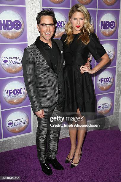 Actor Dan Bucatinsky and actress Sarah Wright attend the Family Equality Council's Los Angeles Awards Dinner at The Beverly Hilton Hotel on February...