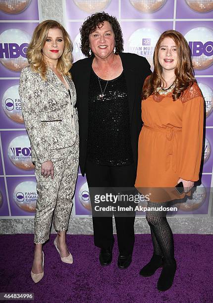 Bridgett Casteen, actress Dot-Marie Jones and Savannah Parham attends the Family Equality Council's Los Angeles Awards Dinner at The Beverly Hilton...