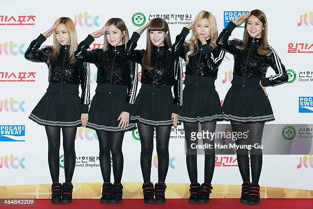 Members of South Korean girl group Crayon Pop attend the 28th Golden Disk Awards at Kyunghee University on January 16, 2014 in Seoul, South Korea.