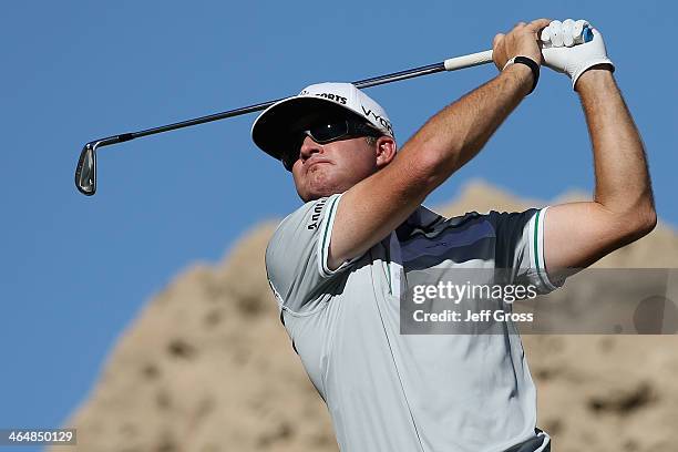 Brian Gay hits a tee shot on the 3rd hole on the Jack Nicklaus Private Course at PGA West during the second round of the Humana Challenge in...