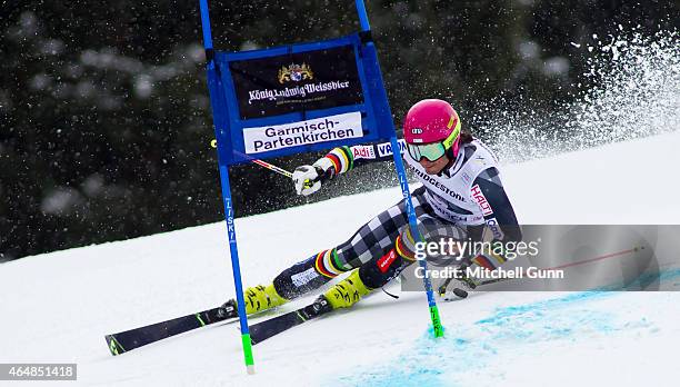 Marcus Sandell of Finland races down the Kandahar course during the Audi FIS Alpine Ski World Cup giant slalom race on March 1, 2015 in...