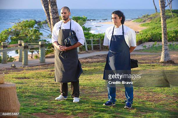 Last Chance Kitchen" Episode 312 -- Pictured: Contestants Louis Maldonado, Carlos Gaytan --